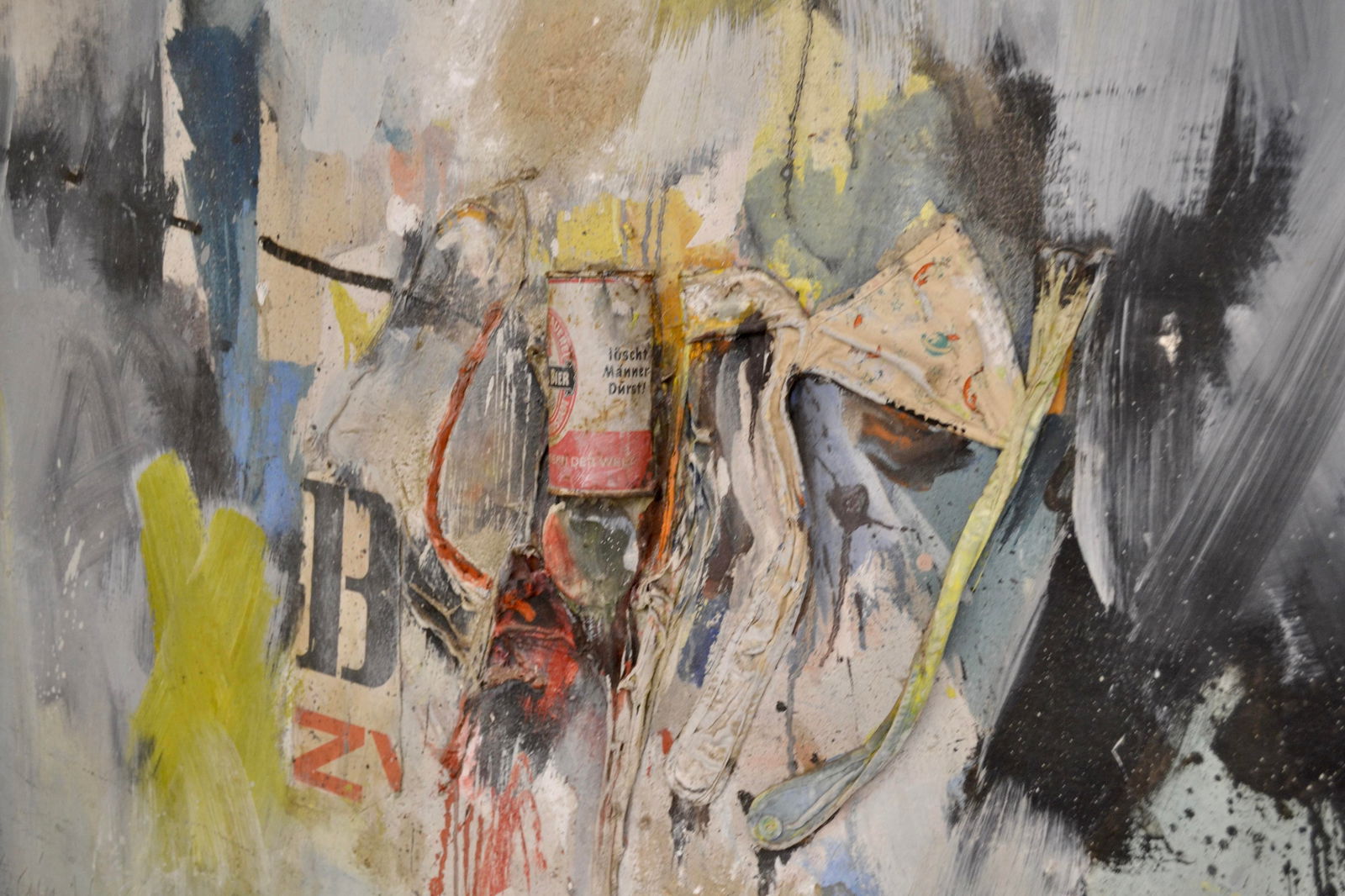 Mid 20th Century Large Framed Mid Century Abstract Mixed Media Painting by Gerard Leonard - 2