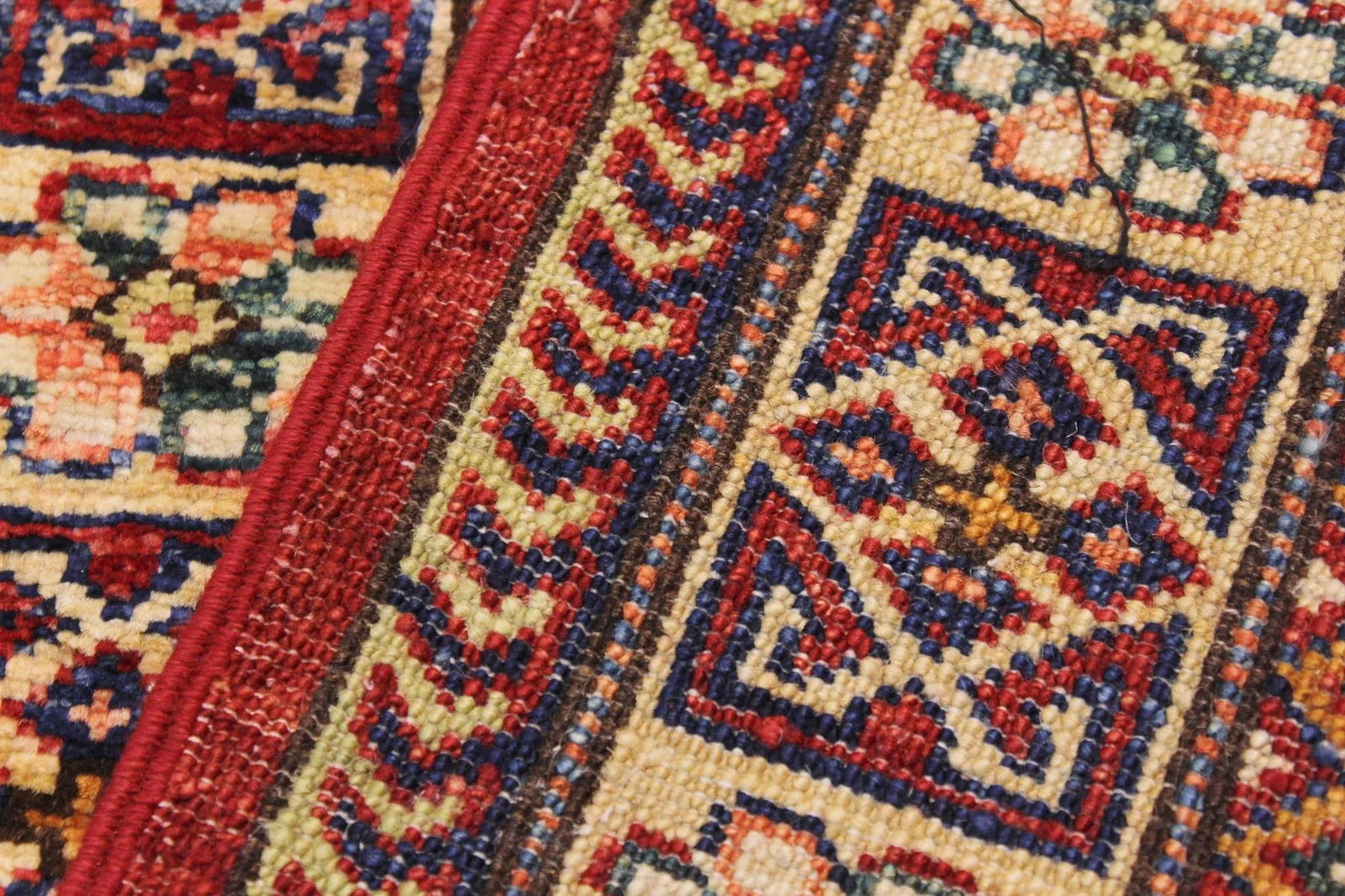 1990s Rustic Kazak Red/Beige Hand-Knotted Wool Rug - 2'0 X 2'10 - 9