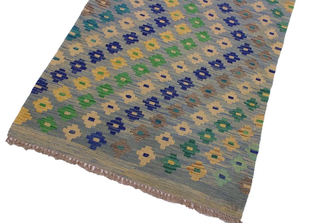 Boho Chic Tribal Kilim Hand-Woven Wool Rug -2'8"x 4'1" - 3