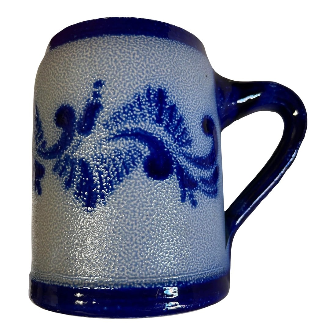 Mid 20th Century Vintage Stoneware Beer Mug Salt Glazed Cobalt Blue (1 of 4)