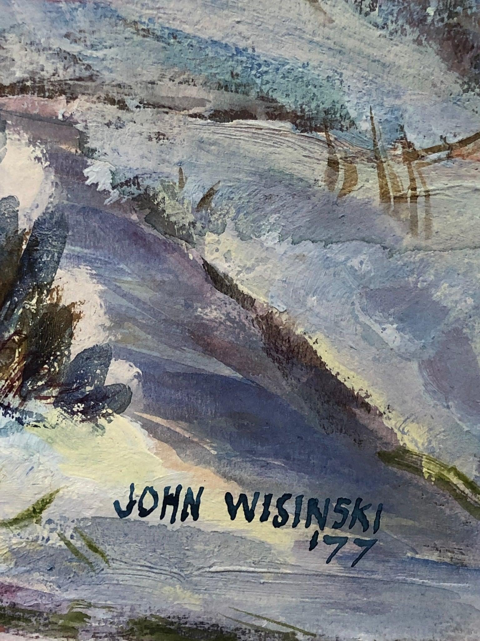 Winter Stroll by the Brick House - Original Oil Painting Signed on the Bottom 1977, Framed - 3