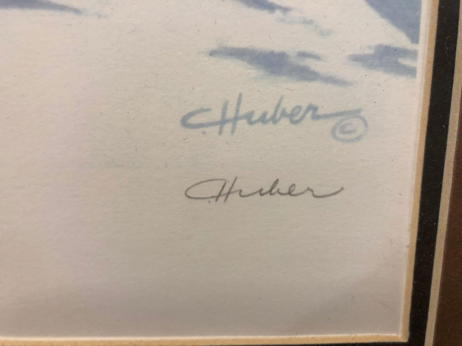 Vintage Lithograph of Three Geese Walking in the Snow, Brown Framed Signed - 4