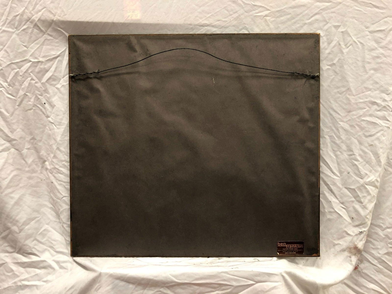 Vintage Lithograph of Three Geese Walking in the Snow, Brown Framed Signed - 5