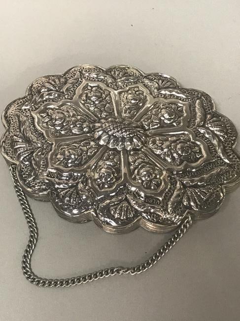 Mid 20th Century Turkish 800 Sterling Silver Decorative Oval Mirror - 2