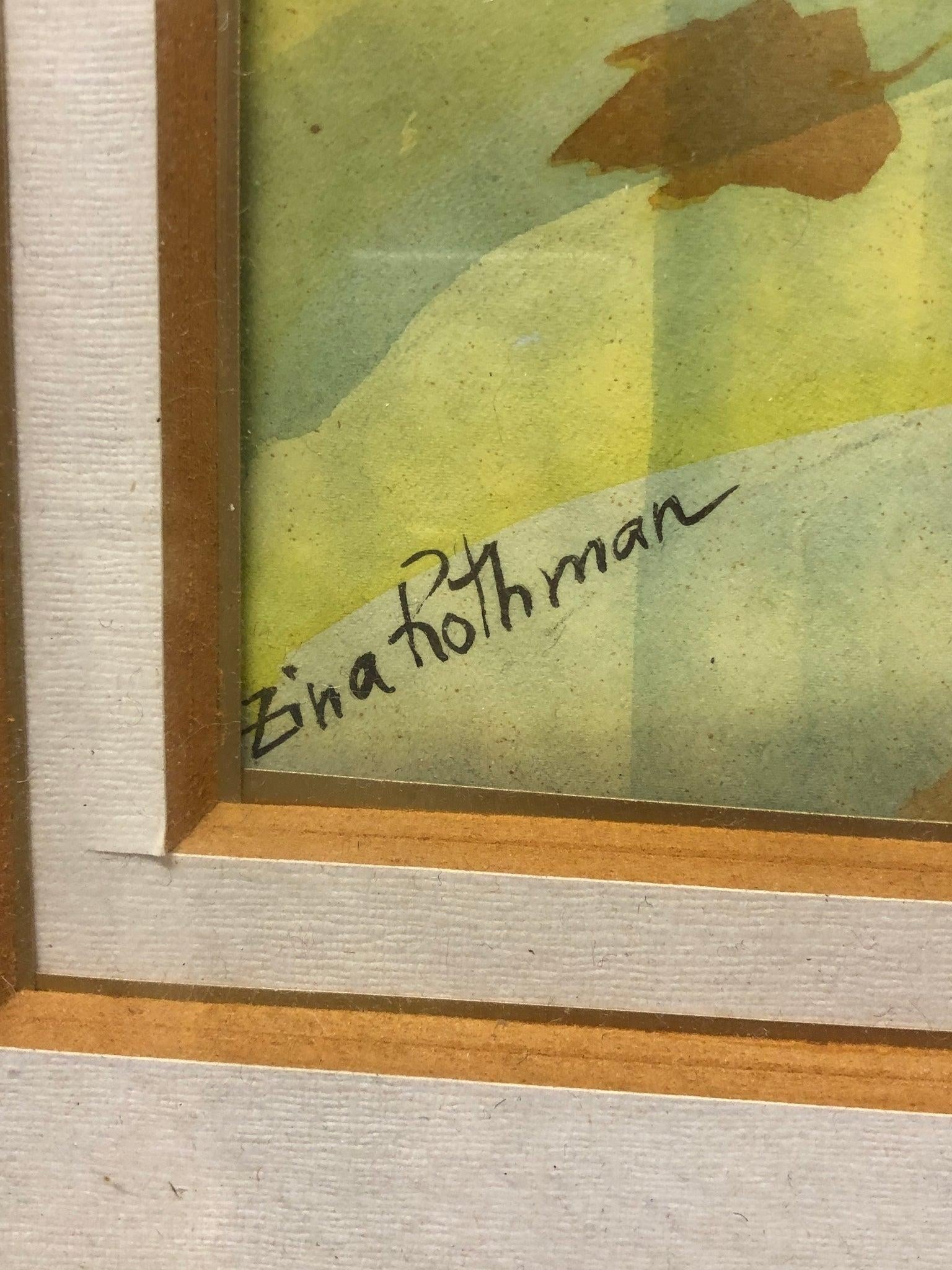 Listening to the Light - Late 20th Century Woman and the Birds Original Watercolor Signed, Framed - 3