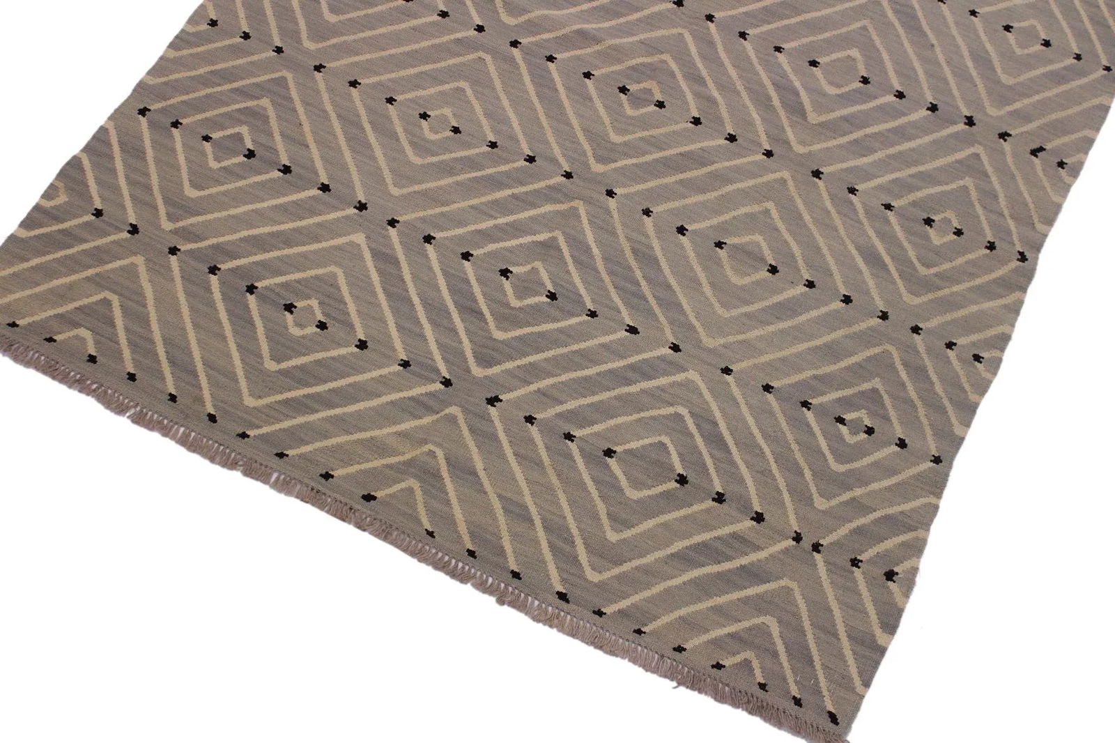 Boho Chic Kilim Hand-Woven Wool Rug- 5'1 X 6'7 - 4