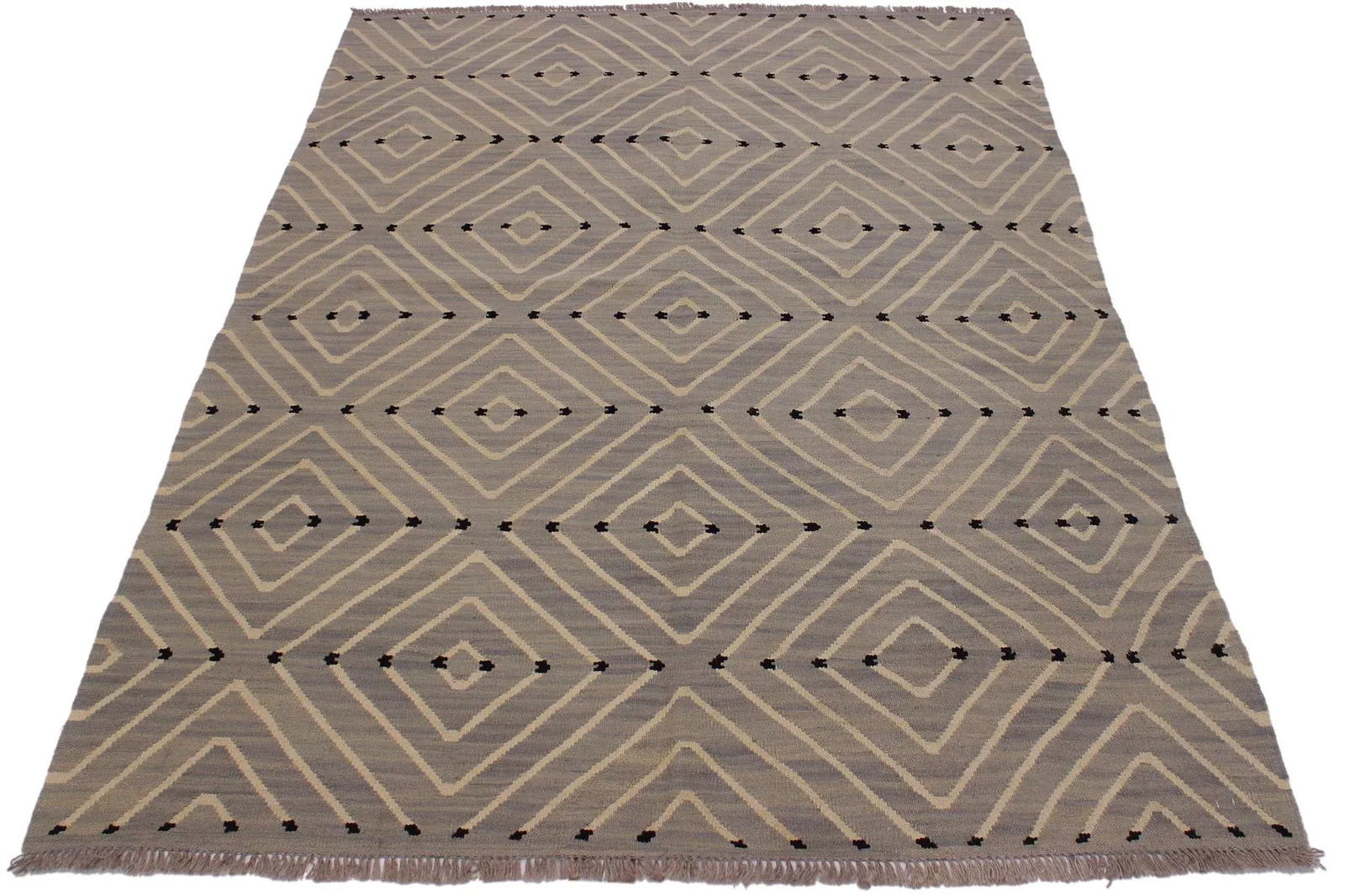 Boho Chic Kilim Hand-Woven Wool Rug- 5'1 X 6'7 - 5