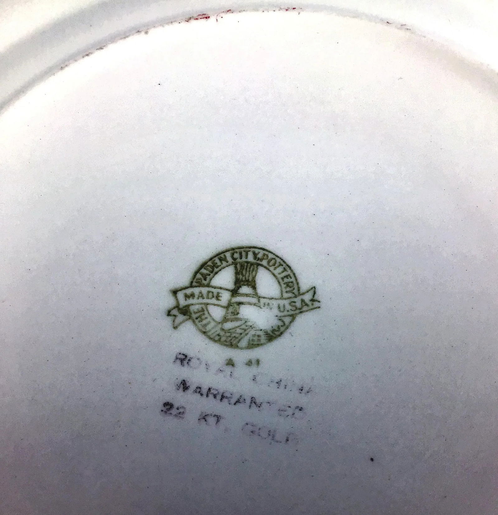 Red and Blue Border with Floral and 22k Gold Plates - a Pair - 12