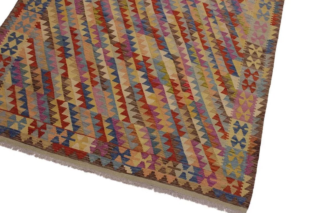 1990s Modern Abstract Hand-Woven Kilim Wool Rug - 6'7" X 9'9" - 3