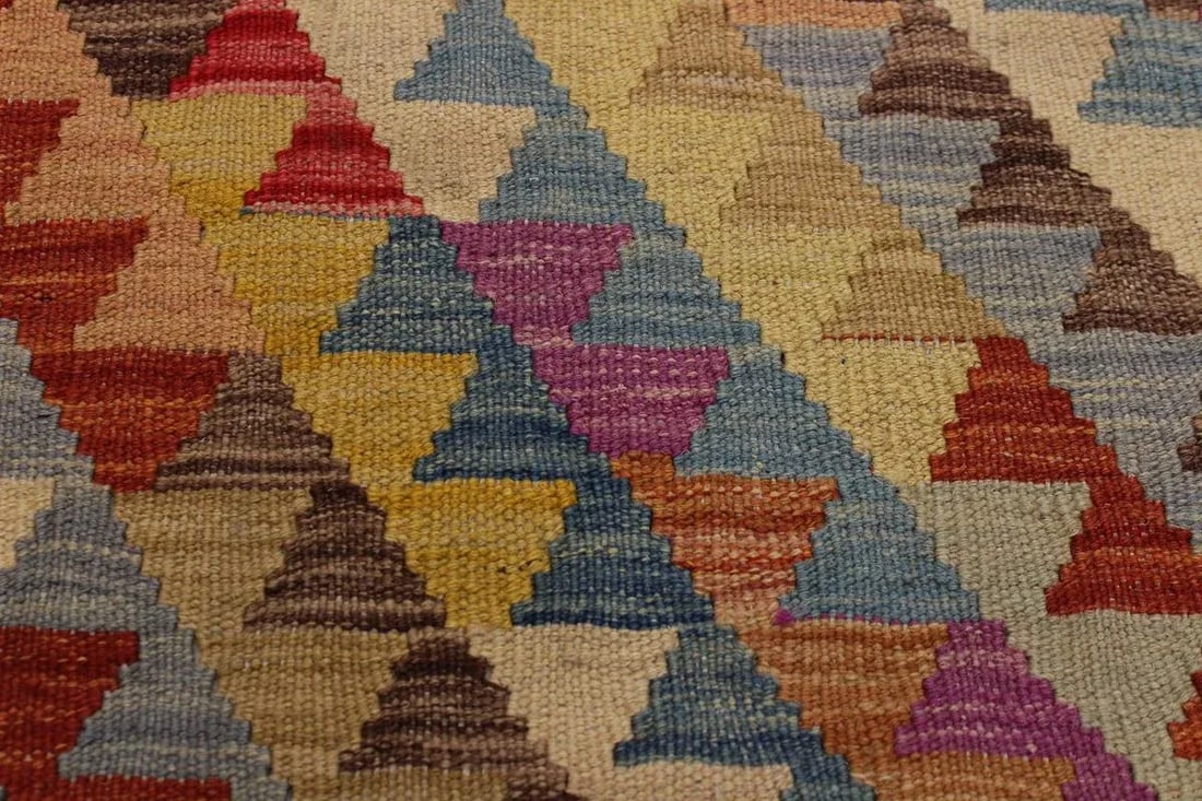 1990s Modern Abstract Hand-Woven Kilim Wool Rug - 6'7" X 9'9" - 5