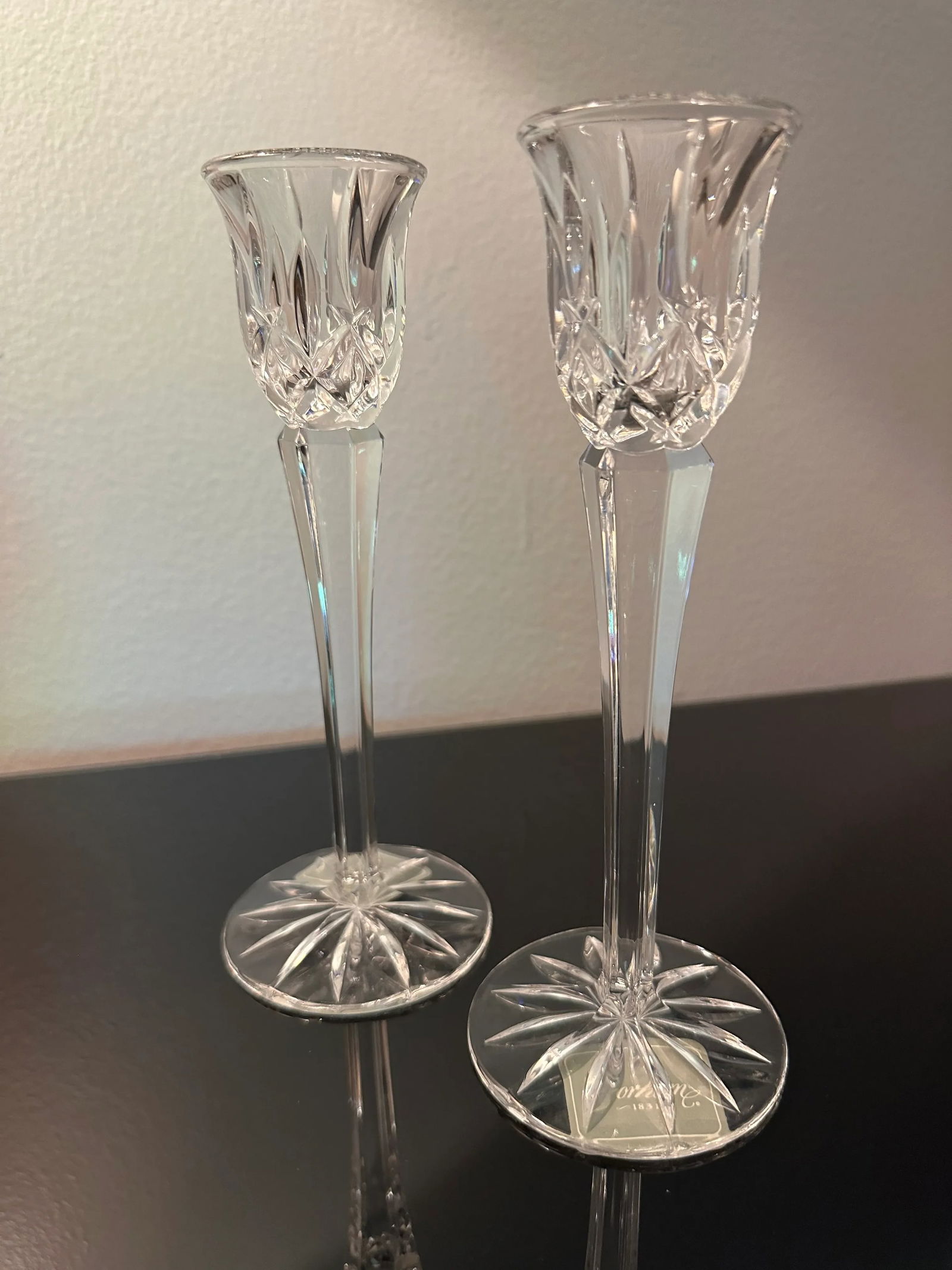 Late 20th Century Gorham Lady Anne Crystal Candlesticks- a Pair - 2