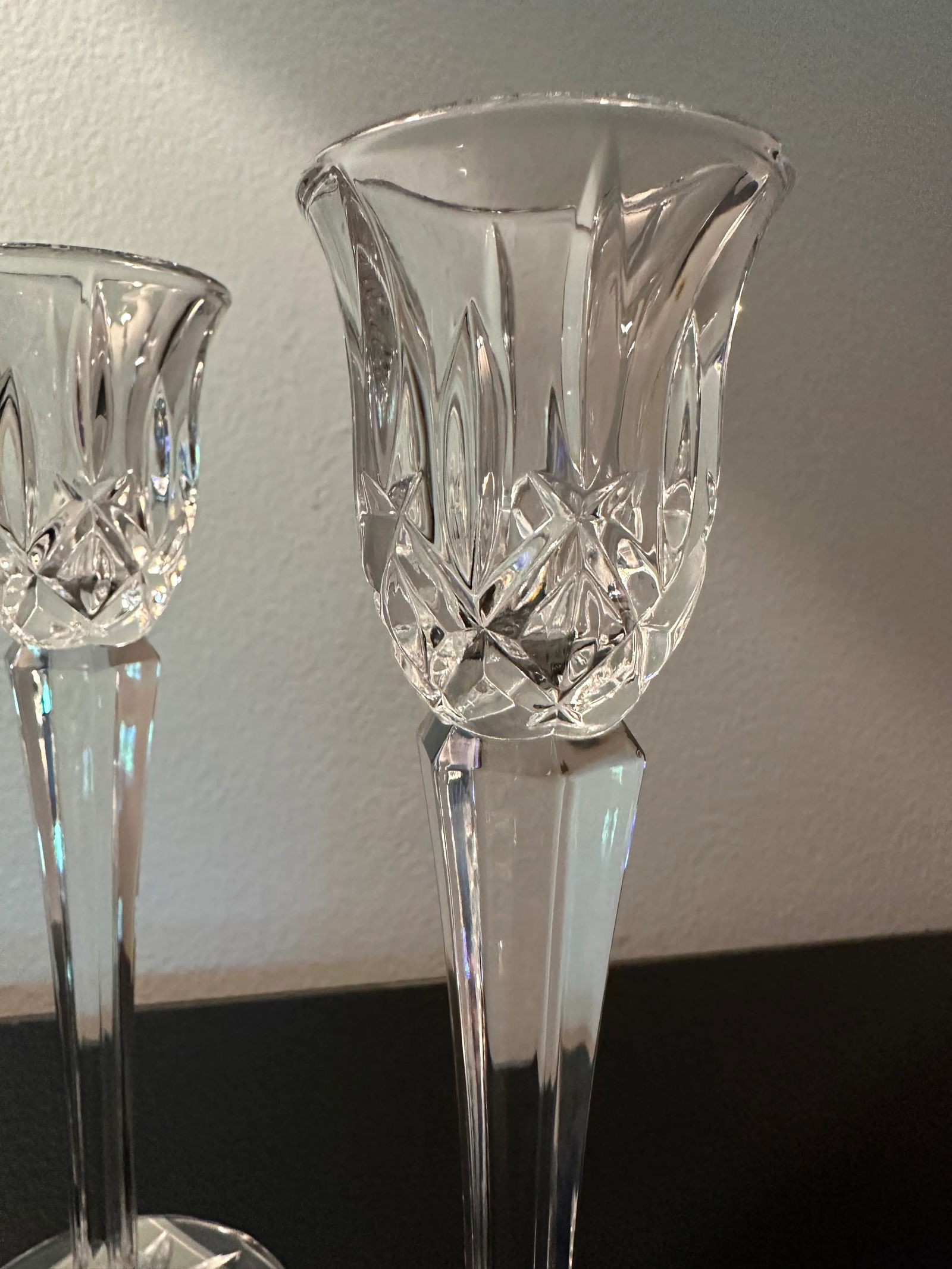 Late 20th Century Gorham Lady Anne Crystal Candlesticks- a Pair - 3