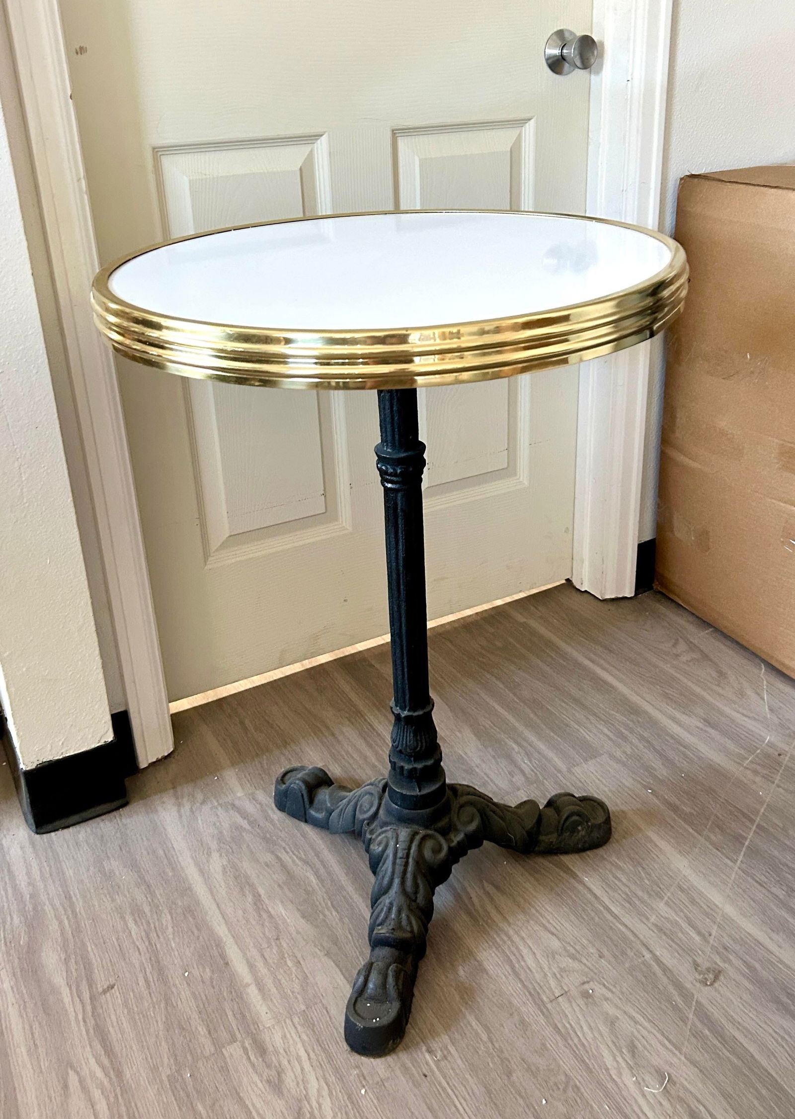 French Bistro Cast Iron Accent Side Table - 2