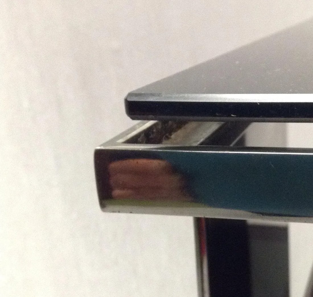 Milo Baughman Style 3-Tier Chrome & Black Glass End Tables - a Pair - 6