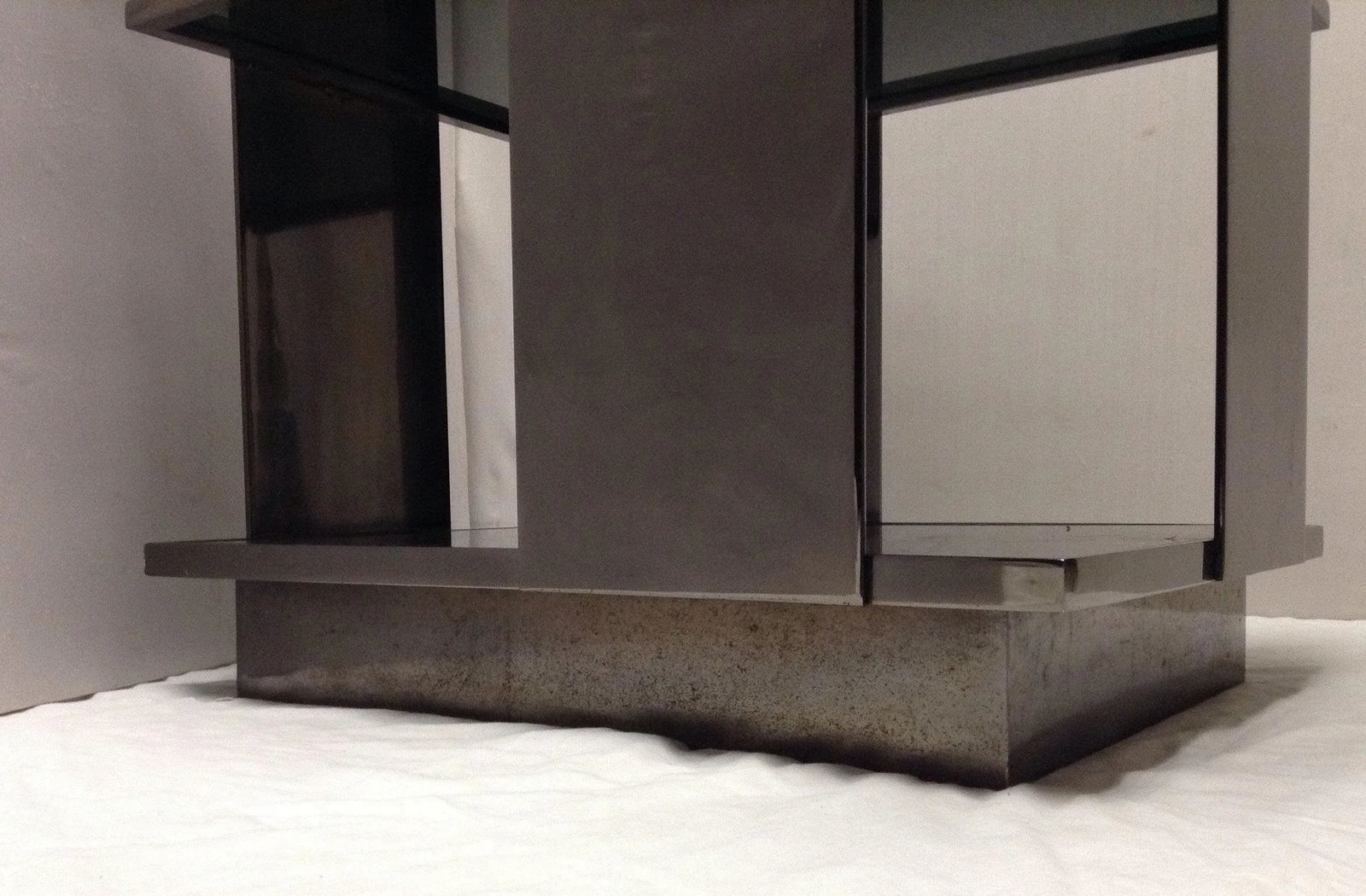 Milo Baughman Style 3-Tier Chrome & Black Glass End Tables - a Pair - 8