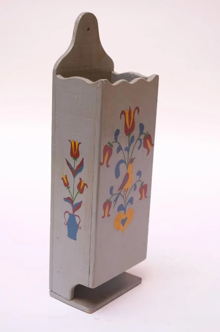 Antique Folk-Art Hand-Painted Letter Holder - 3