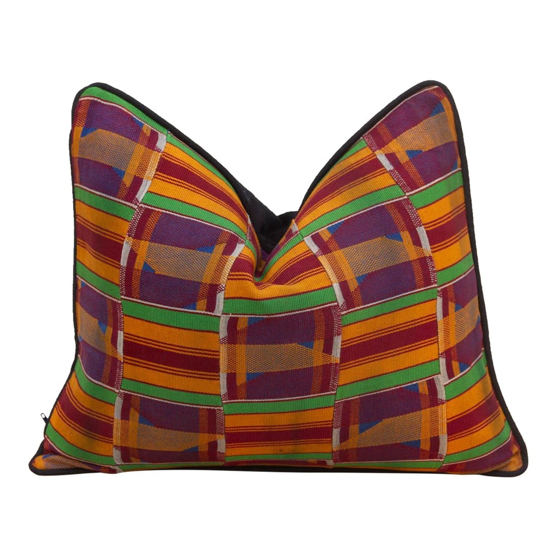 Baobab Vintage African Kente Pillow Cover: Add a pop of color and history to your home with a touch of African artistry with this captivating vintage kente pillow. Hand-woven by the Asante people of Ghana, the pillow features a vibrant geometr