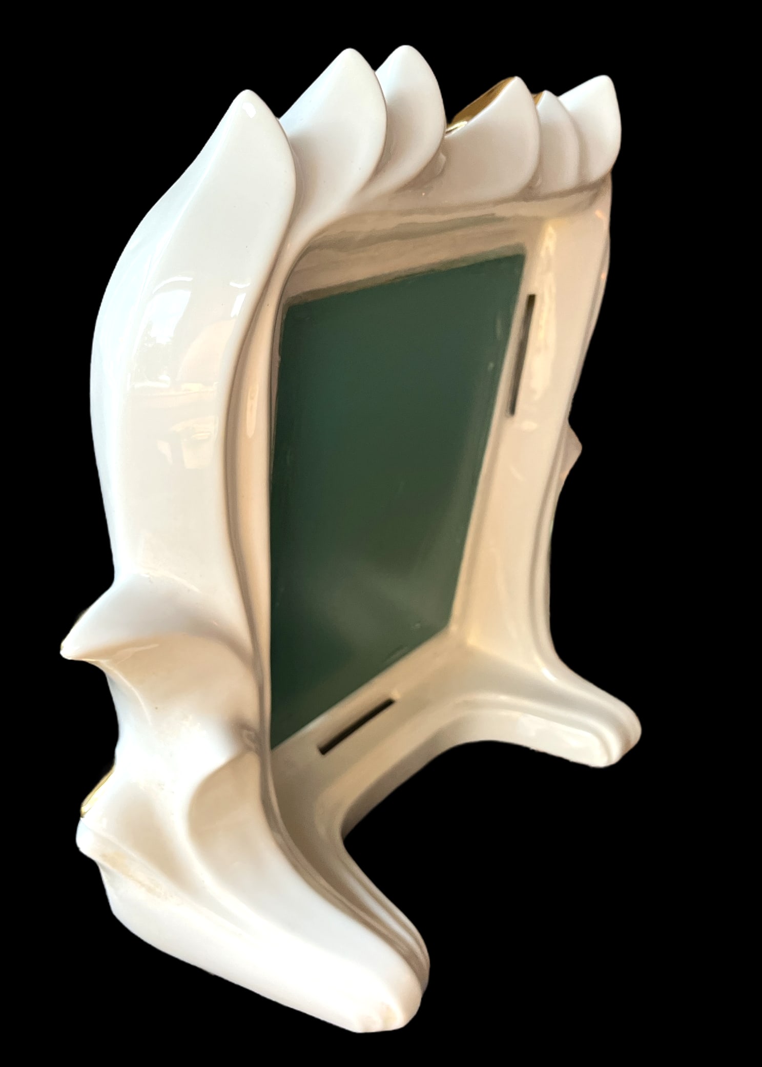 Italian 1960s White Porcelain Flame Mirror With 24k Gold Gilt Oro Zecchino Decoration Flourishes - 10