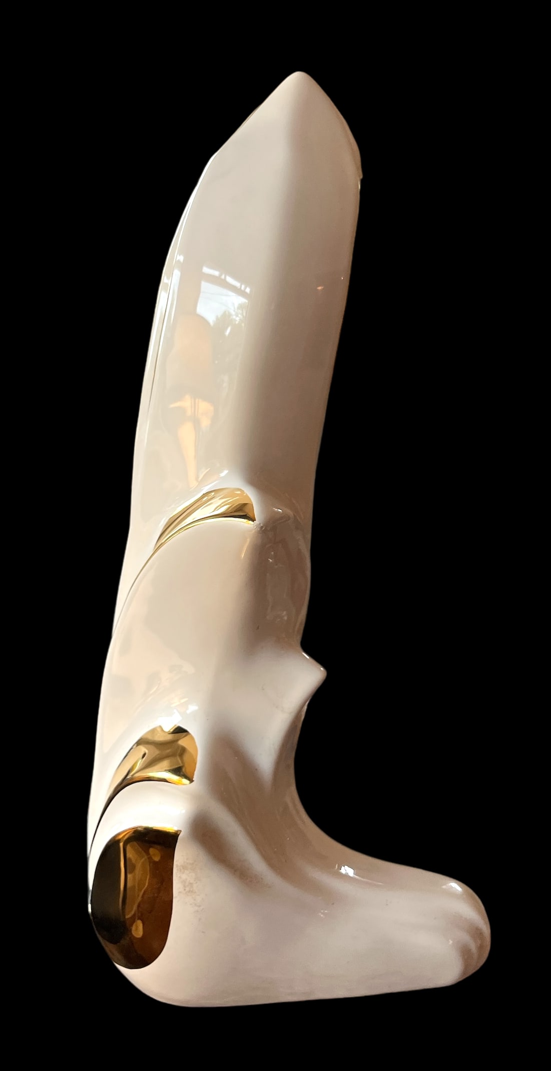 Italian 1960s White Porcelain Flame Mirror With 24k Gold Gilt Oro Zecchino Decoration Flourishes - 9