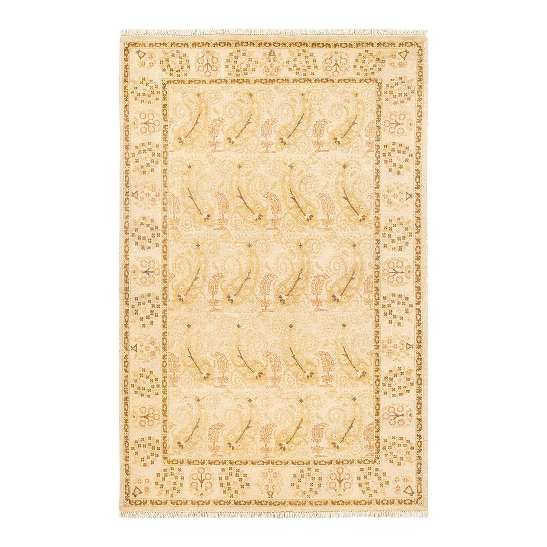 Eclectic, One-of-a-Kind Hand-Knotted Area Rug - Pink, 4' 0" x 6' 1": With an amalgam of sizes and aesthetic influences ranging from art deco to Rorschach and modernist, the rugs in the Eclectic collection defy definition, asking instead to become intriguing focal