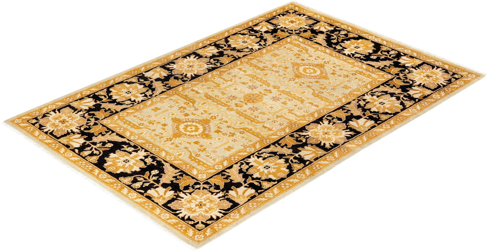 Ottoman, One-of-a-Kind Hand-Knotted Area Rug - Yellow, 4' 3" x 6' 4" - 8