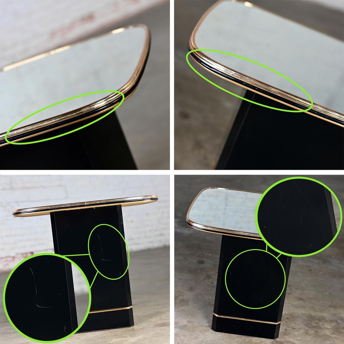 Late 20th Century Postmodern End or Side Table With Mirror Top & Black Laquered Pedestal Base - 12