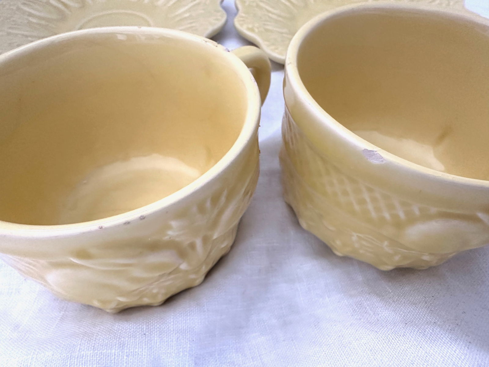 Vintage Pair of Bordallo Pinheiro "Rabbit" Yellow Flat Cup/Saucer - 5