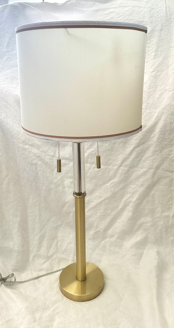 Pair of Brushed Gold & Lucite Table Lamps - 2