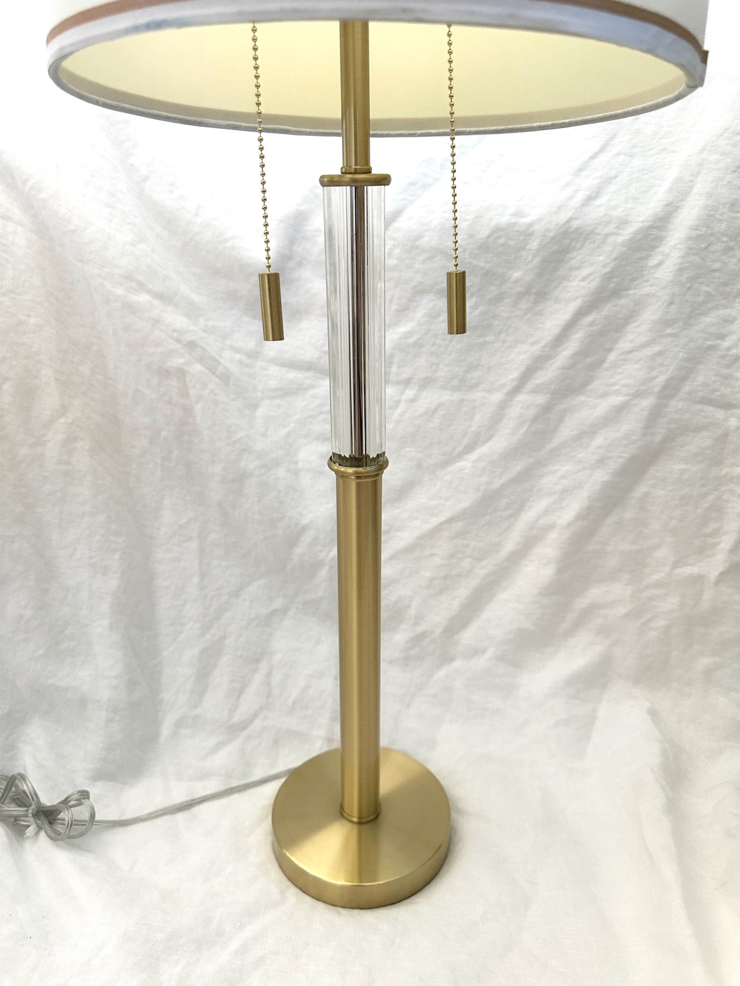 Pair of Brushed Gold & Lucite Table Lamps - 4