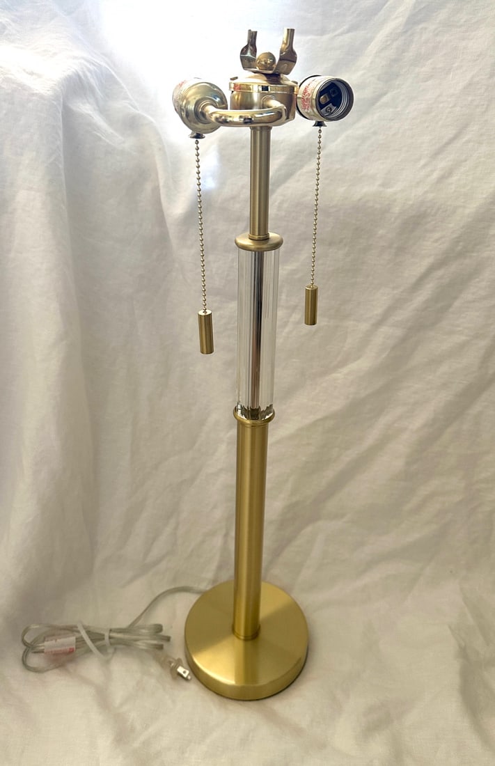 Pair of Brushed Gold & Lucite Table Lamps - 7