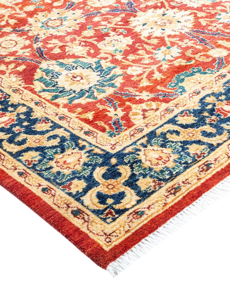 Eclectic, One-of-a-Kind Hand-Knotted Area Rug - Orange, 4' 0" x 6' 1" - 2