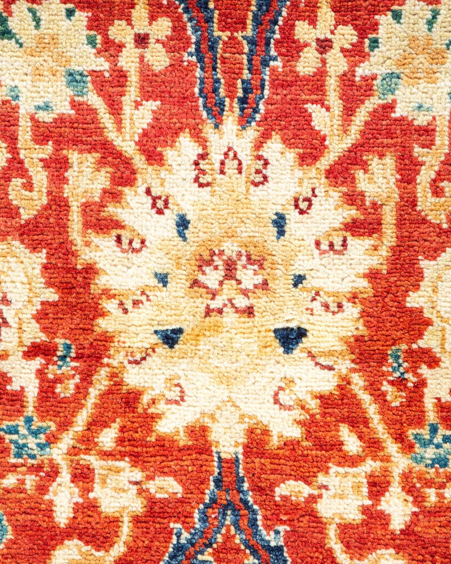 Eclectic, One-of-a-Kind Hand-Knotted Area Rug - Orange, 4' 0" x 6' 1" - 3