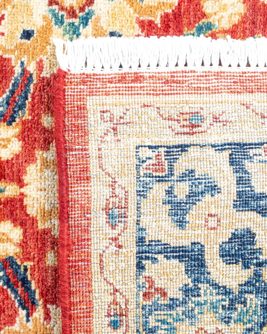 Eclectic, One-of-a-Kind Hand-Knotted Area Rug - Orange, 4' 0" x 6' 1" - 5