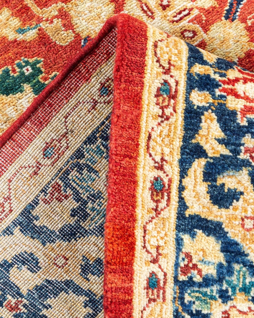 Eclectic, One-of-a-Kind Hand-Knotted Area Rug - Orange, 4' 0" x 6' 1" - 6