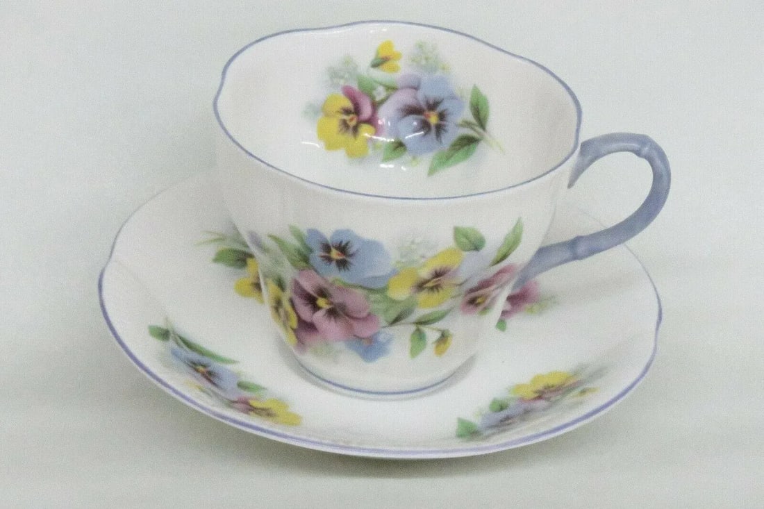 Mid 20th Century Royal Albert Blue Floral England Bone China Tea Cupnd Saucer - 11
