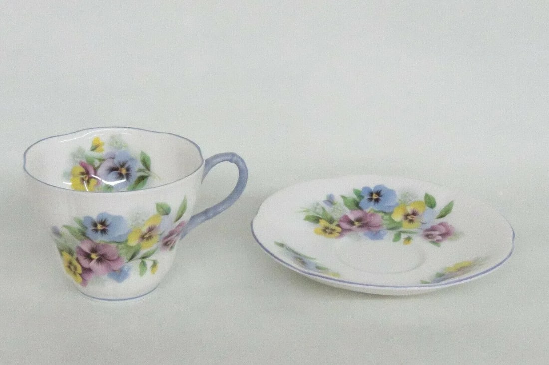 Mid 20th Century Royal Albert Blue Floral England Bone China Tea Cupnd Saucer - 6