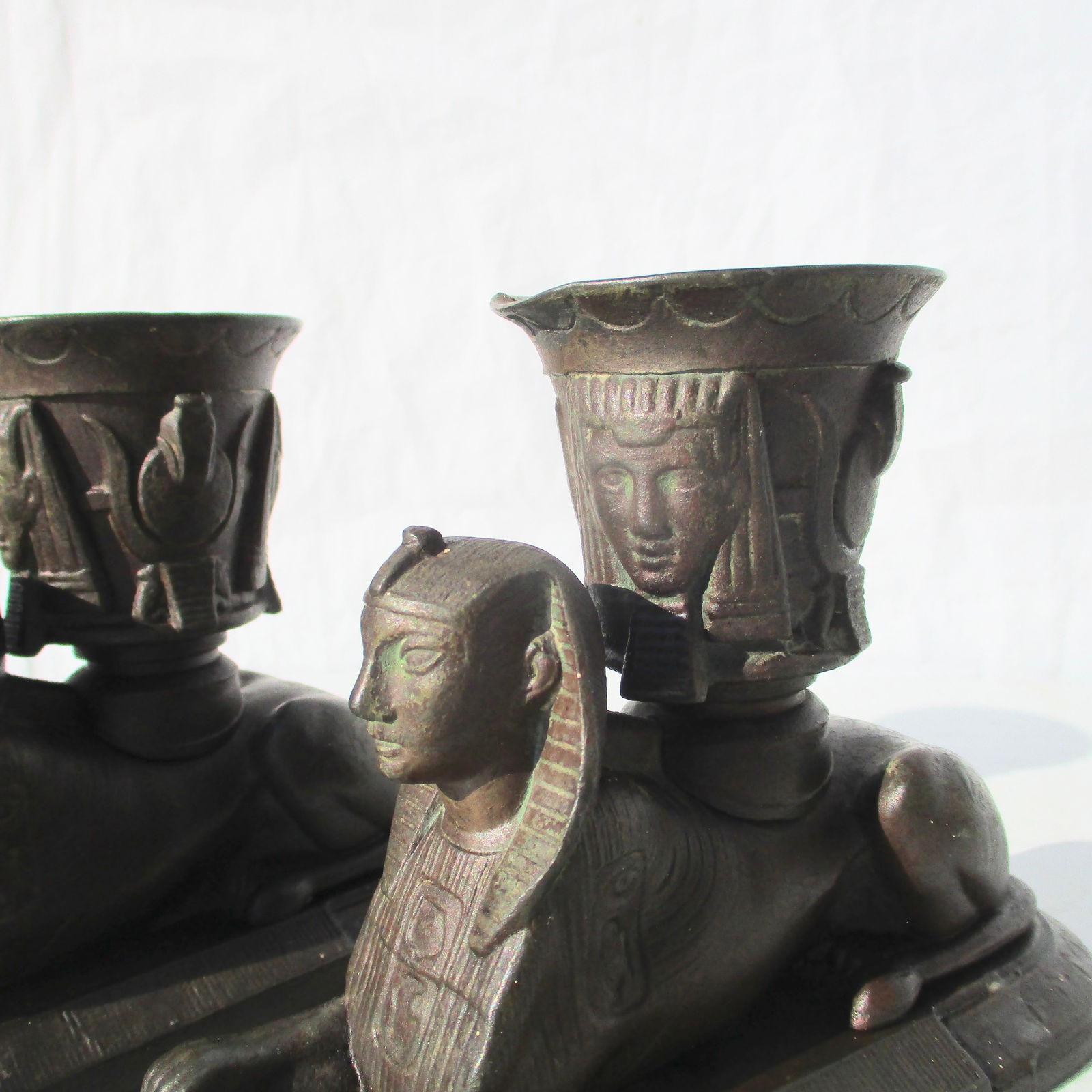 Egyptian Revival Sphinx's Candlesticks Vintage 1920s- Pair of 2 - 10