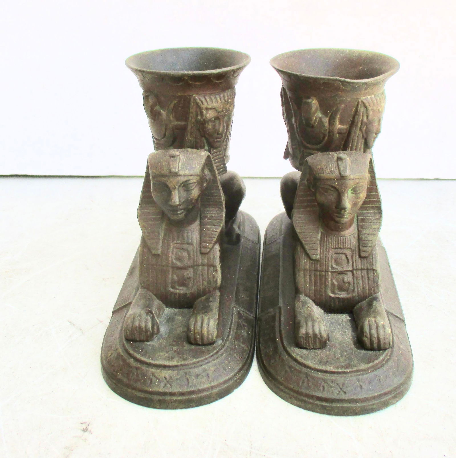 Egyptian Revival Sphinx's Candlesticks Vintage 1920s- Pair of 2 - 3