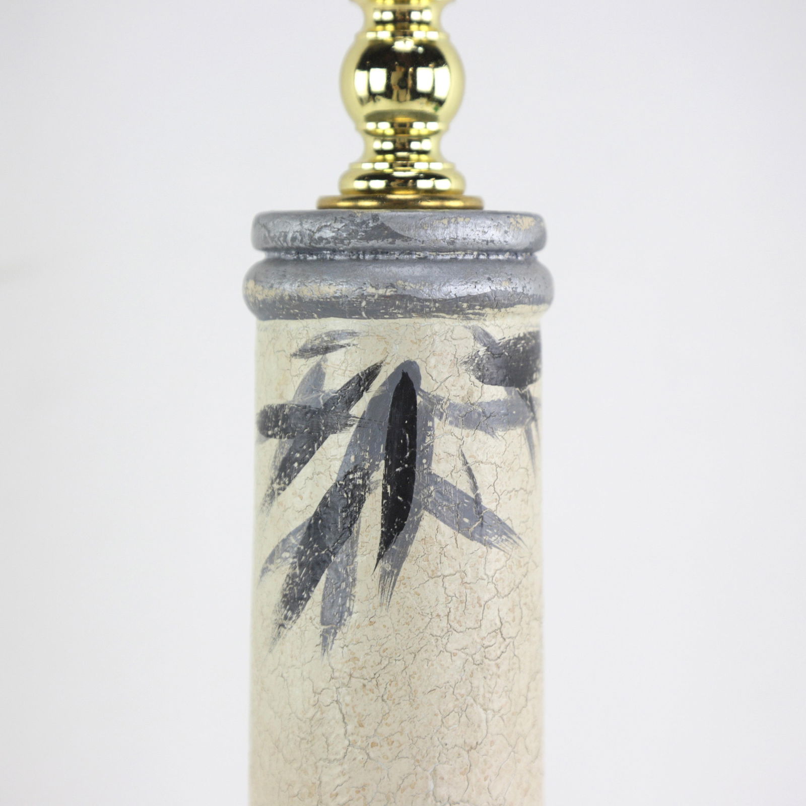 Vintage Obelisk Wooden Hand-Painted Chnoiseries Bamboo Column Table Lamp - 4