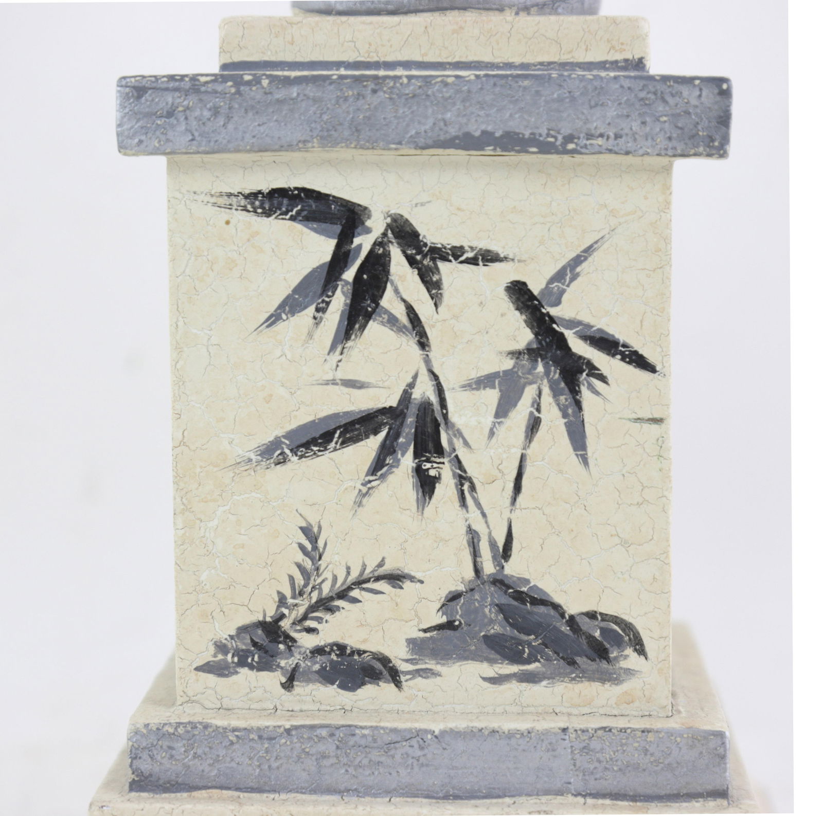 Vintage Obelisk Wooden Hand-Painted Chnoiseries Bamboo Column Table Lamp - 5