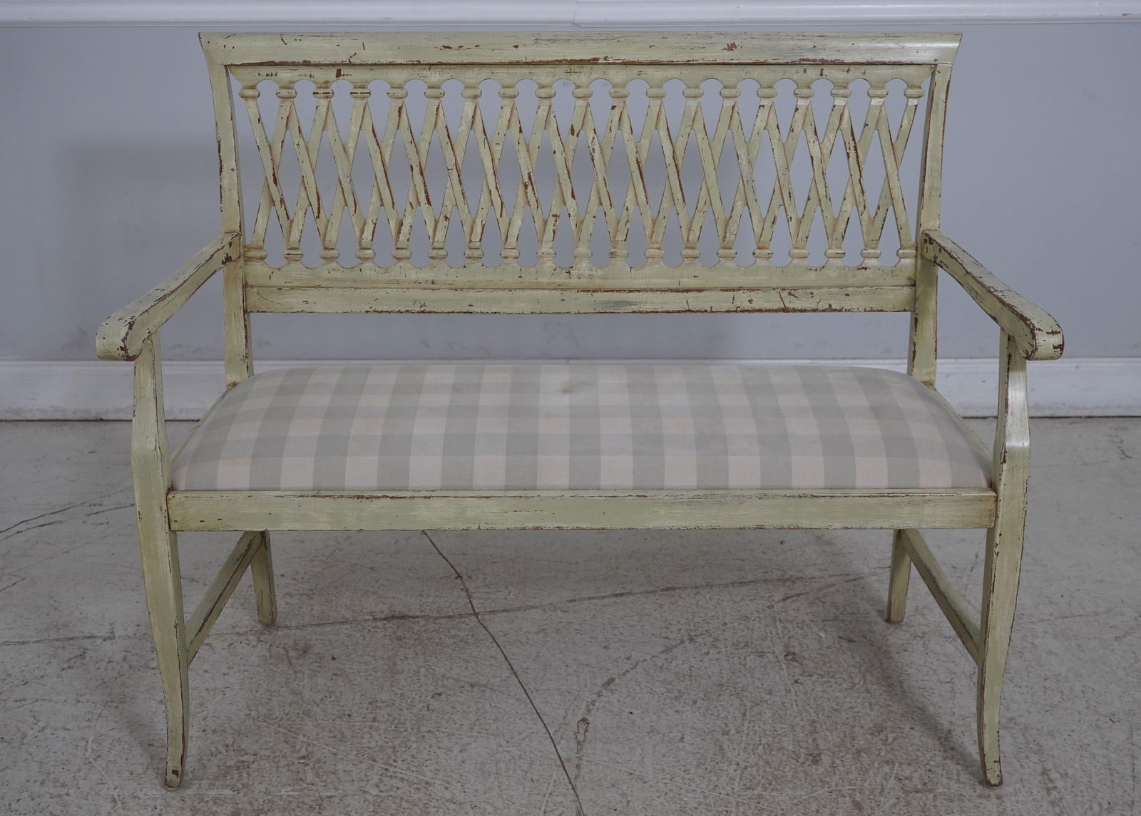 Italian Style Paint Decorated Settee Bench - 2