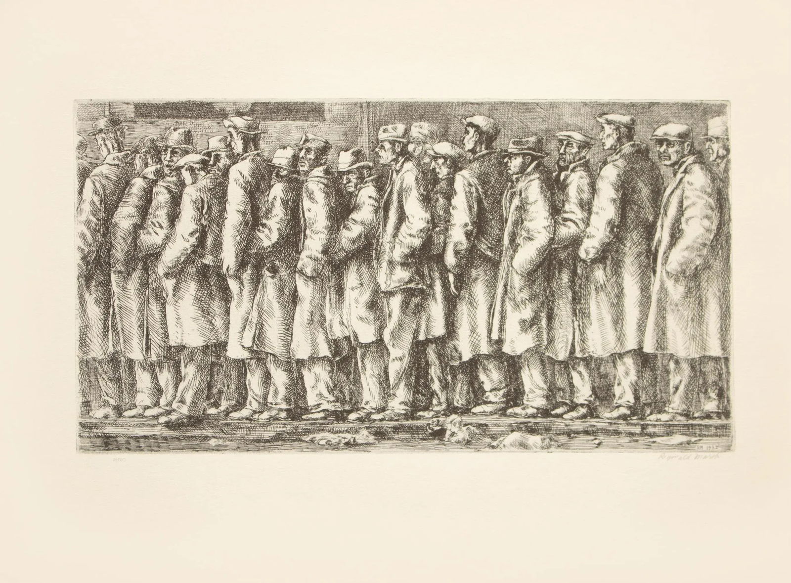 1939 After Reginald Marsh "Bread Line", First Edition Period Offset Lithograph - 10