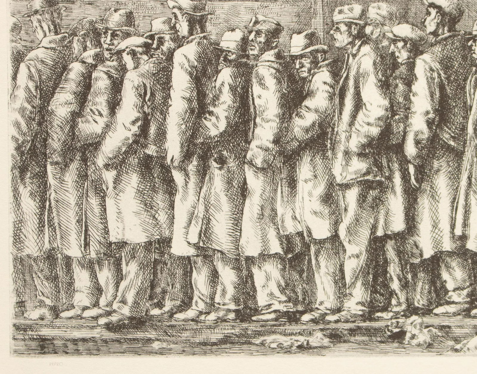 1939 After Reginald Marsh "Bread Line", First Edition Period Offset Lithograph - 4