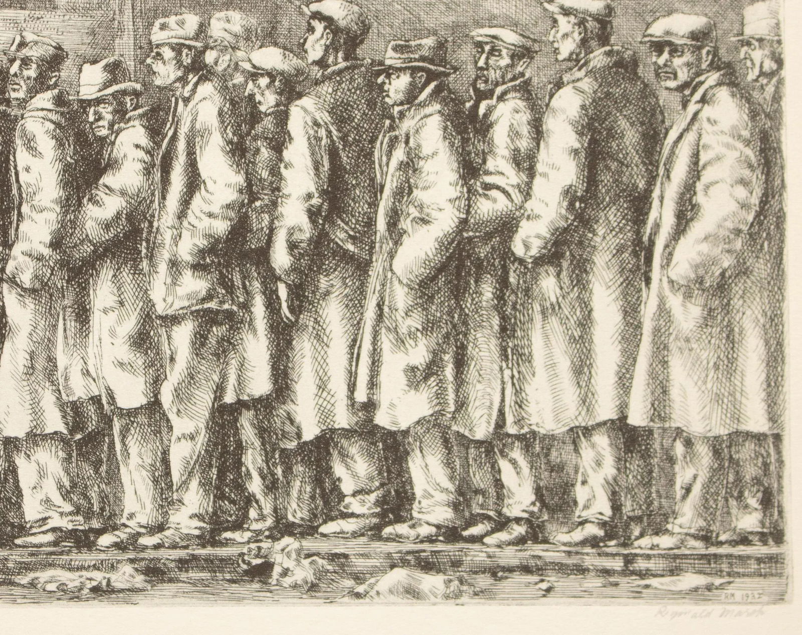 1939 After Reginald Marsh "Bread Line", First Edition Period Offset Lithograph - 5