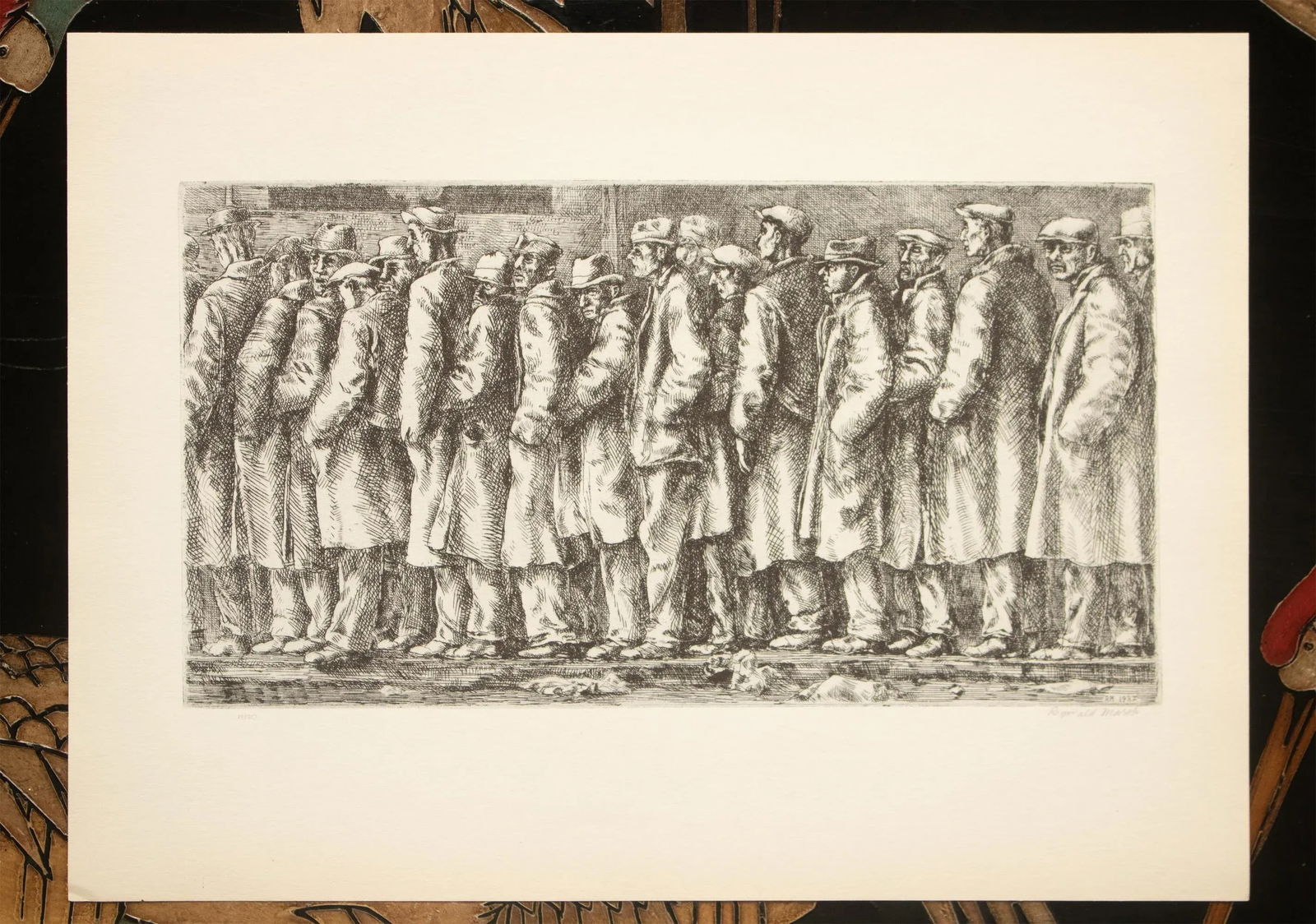 1939 After Reginald Marsh "Bread Line", First Edition Period Offset Lithograph - 6