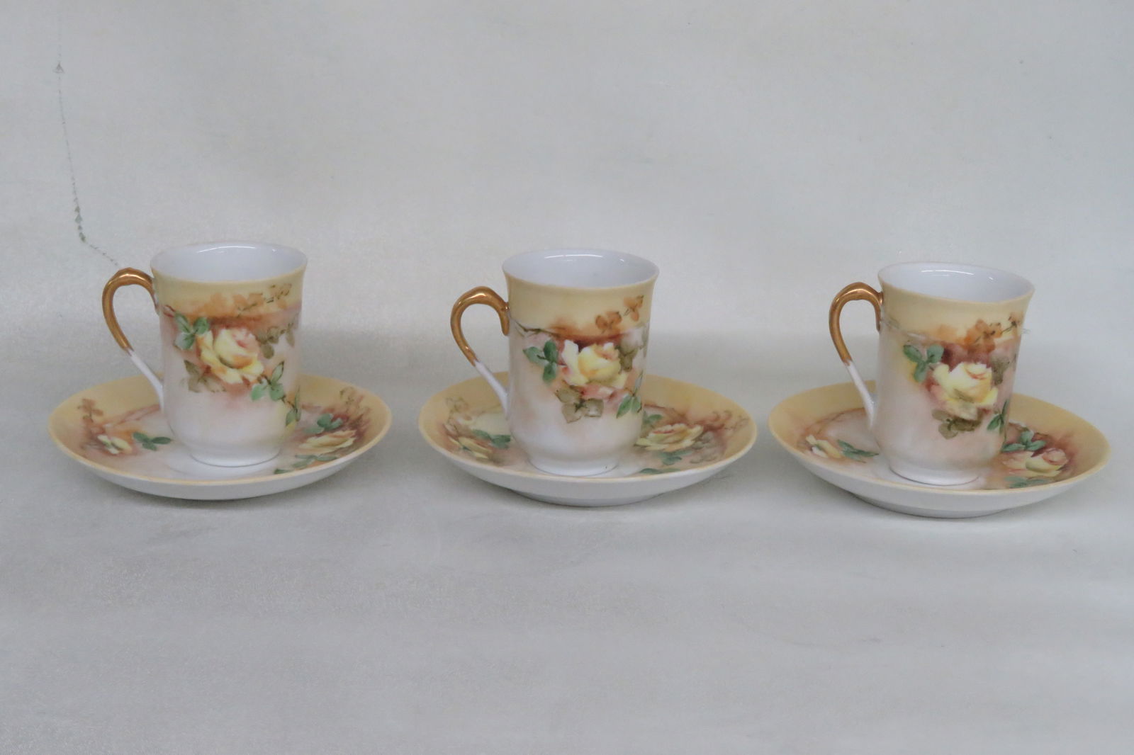 Austria W Porcelain Set of 3 Coffee Espresso Cups and Saucers - 5