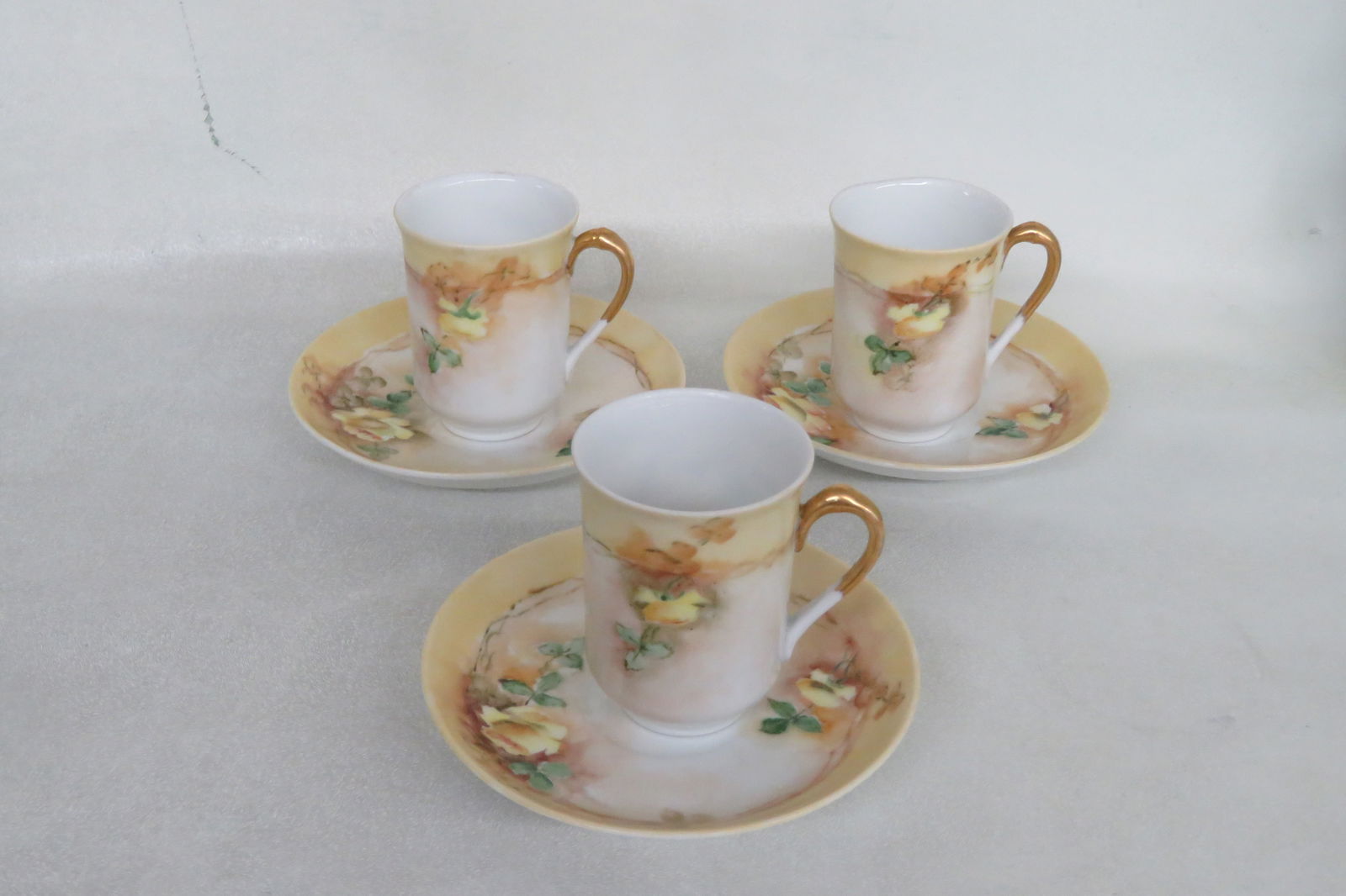 Austria W Porcelain Set of 3 Coffee Espresso Cups and Saucers - 6