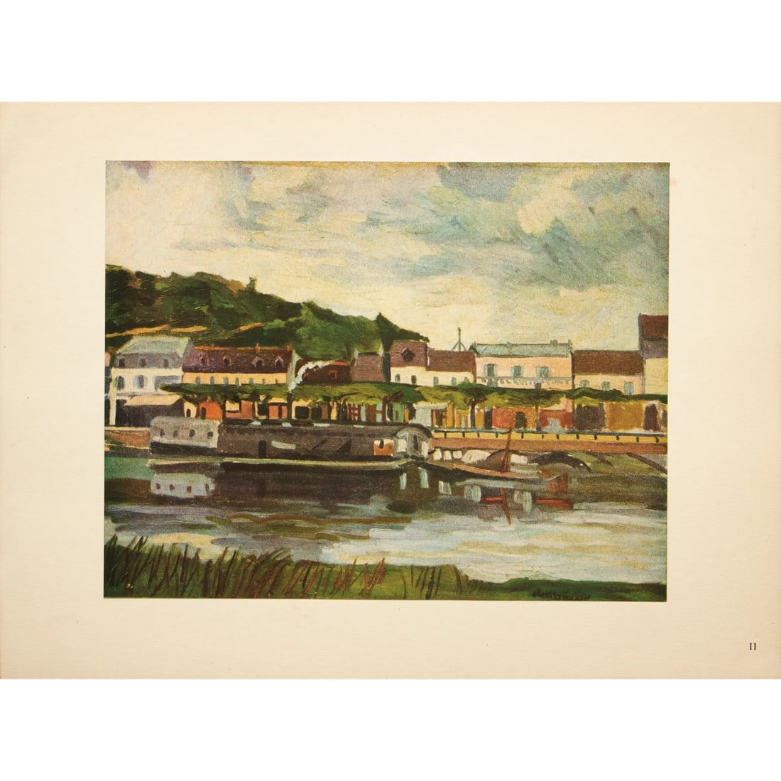 1947 After M. Vlaminck "The Sganzin Dock at Bougival", First Edition Period Offset Lithograph: An excellent period offset lithograph, print, after painting "The Sganzin Dock at Bougival" (1900) by Maurice Vlaminck (1876-1958). Comes from a First Limited Edition art folio published by Editions d
