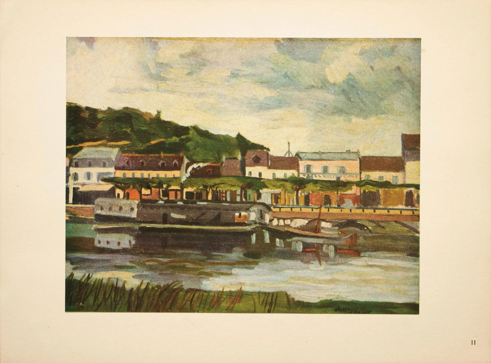 1947 After M. Vlaminck "The Sganzin Dock at Bougival", First Edition Period Offset Lithograph - 3