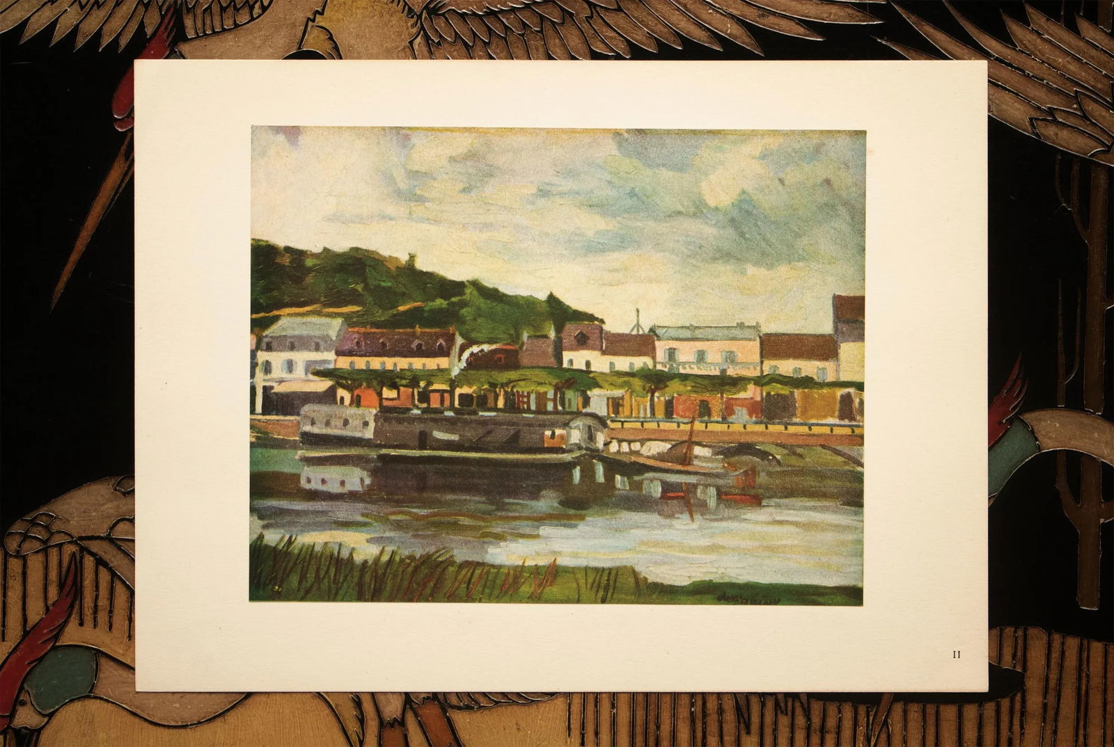 1947 After M. Vlaminck "The Sganzin Dock at Bougival", First Edition Period Offset Lithograph - 4